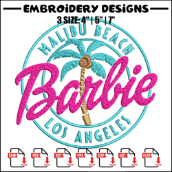 malibu beach barbie los angeles embroidery design, barbie embroidery, embroidery file, logo design, digital download.