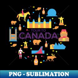 Tour To Canada Doodles - Vintage Sublimation PNG Download - Perfect for Creative Projects