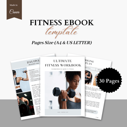 Fitness Ebook Template, Personal Training Workout, Nutrition Coach, Fitness Planner, Weekly Meal Template - 40 Pages