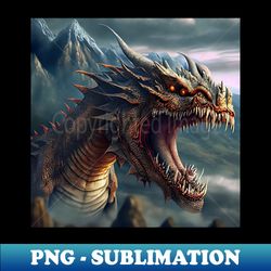 dragon red eyes sharp teeth - instant png sublimation download - capture imagination with every detail