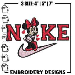 Nike red minnie Embroidery Design, Brand Embroidery, Nike Embroidery, Embroidery File, Logo shirt, Digital download