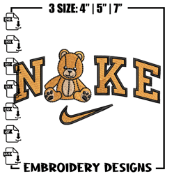 Nike teddy bear embroidery design, Bear embroidery, Nike design,Embroidery file,Embroidery shirt,Digital download