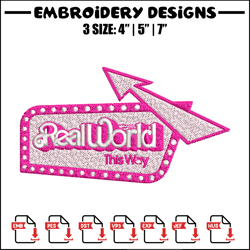 Realworld this way Embroidery design, Logo Embroidery, logo design, Embroidery File, logo shirt, Digital download.