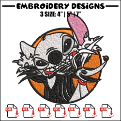 Stitch Jack Skellington Embroidery design,  Halloween Embroidery, Embroidery File, cartoon design, Digital download.
