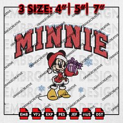 Minnie Santa Gift Embroidery files, Merry Christmas Embroidery Designs, Machine Embroidery File, Digital Download