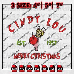 Christmas Cindy Lou Est Embroidery files, Christmas Embroidery Designs, Grinch Machine Embroidery File, Digital Download