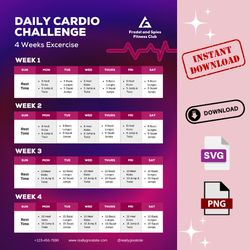 Purple Gradient Cardio Fitness Workout Planner svg png