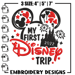 My First Disney Trip Embroidery design, Disney Embroidery, Disney design, Embroidery File, Digital download.