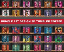 Bundle 137 Design 3D Tumbler Coffee, Tumbler Bundle Design, Sublimation Tumbler Bundle, 20oz Skinny Tumbler 05