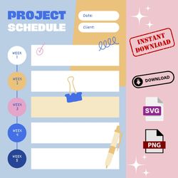 Yellow White Flat Graphic Project Schedule Planner svg png