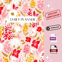 Vibrant Flower Planner Cover svg png
