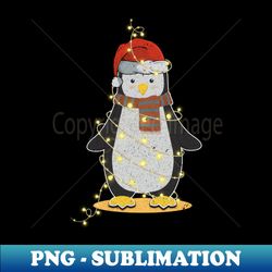 Christmas Lights Penguin - Professional Sublimation Digital Download - Perfect for Personalization