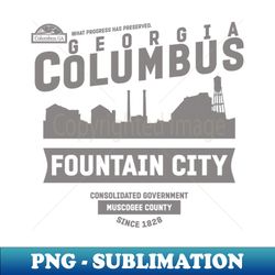 Columbus Georgia Downtown City Skyline Silhouette On The Riverwalk Typography Design - Artistic Sublimation Digital File - Perfect for Sublimation Mastery