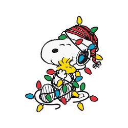 Snoopy And Woodstock Christmas Lights SVG Download