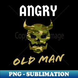 Angry Old Man Camouflage Skull Mens - Retro PNG Sublimation Digital Download - Capture Imagination with Every Detail