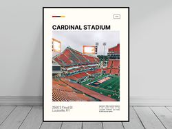 Cardinal Stadium Print  Louisville Cardinals Poster  NCAA Stadium Poster   Oil Painting  Modern Art   Travel Art Print
