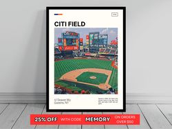Citi Field Print  New York Mets Poster  Ballpark Art  MLB Stadium Poster   Oil Painting  Modern Art   Travel Art Print