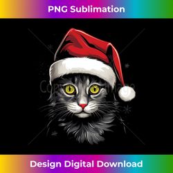 cat with christmas hat - cat x-mas long sleeve - futuristic png sublimation file - striking & memorable impressions
