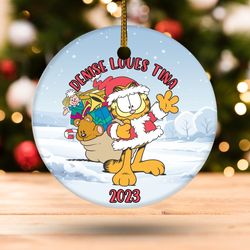 Custom Name Garfield Ornament, Garfield Santa Hat Ornament, Garfield 2023