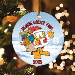 Custom Name Garfield Ornament, Garfield Santa Hat Ornament, Garfield 2023