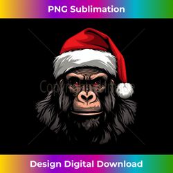 Gorilla with Christmas Hat - Gorilla X-mas Santa Long Sleeve - Timeless PNG Sublimation Download - Rapidly Innovate Your Artistic Vision