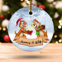 Personalized Chip and Dale Ornament, Chip and Dale Christmas Ornament, Christmas Wreath Ornaments