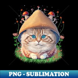 cat with mushroom hat - exclusive png sublimation download - revolutionize your designs