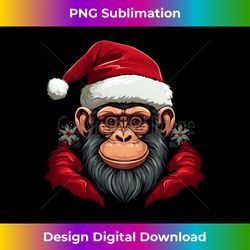 Monkey with x-mas hat - Christmas Monkey Santa Long Sleeve - Innovative PNG Sublimation Design - Spark Your Artistic Genius