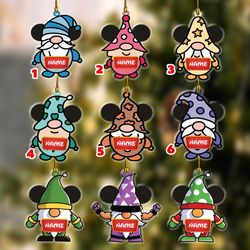 Personalized Mickey Ears Gnome Disney Christmas Ornament, Disney Christmas Tree Decoration Gifts