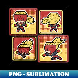 Captain Marvel Kawaii Style Action Pose - Exclusive PNG Sublimation Download - Instantly Transform Your Sublimation Projects