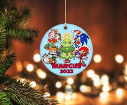 Personalized Sonic Ornament, Kids Christmas Ornament, Sonic Custom gift
