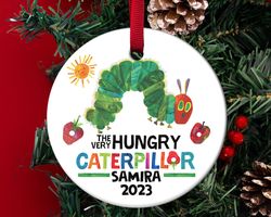 Personalized The Very Hungry Caterpillar Ornament, Reading Book Christmas Ornament, Childrens Books