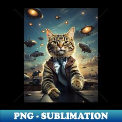 Cat Character and Alien Ufo - Trendy Sublimation Digital Download - Bold & Eye-catching
