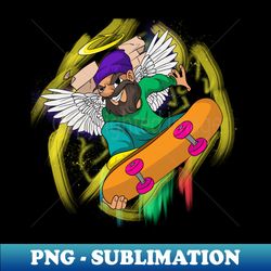 Cool Skateboarding Hipster Angel - Retro PNG Sublimation Digital Download - Instantly Transform Your Sublimation Projects