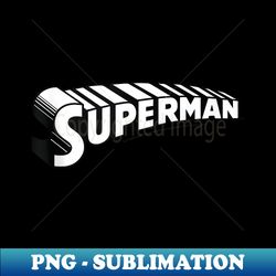 DC Comics Superman Black & White Text Chest Logo - Decorative Sublimation PNG File - Capture Imagination with Every Detail