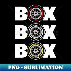 box box box f1 pitstop design - white text - exclusive sublimation digital file - defying the norms