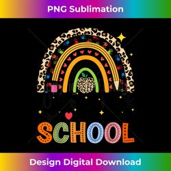 Welcome Back To School Leopard Rainbow Teach - Deluxe PNG Sublimation Download - Rapidly Innovate Your Artistic Vision