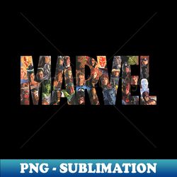 Marvel Logo Filled with Super Heroes The Timeless Collection - Exclusive PNG Sublimation Download - Perfect for Sublimation Art
