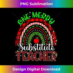 One Merry Substitute Teacher Leopard Rainbow Xmas Teach - Urban Sublimation PNG Design - Enhance Your Art with a Dash of Spice