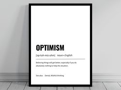 Optimism Definition Minimalist Office Art Funny Definition Poster Daily Affirmation Home Office Wall Art Motivational