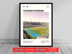 Yulman Stadium Tulane Green Wave Poster NCAA Art NCAA Stadium Poster Oil Painting Modern Art Travel