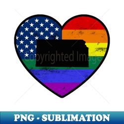 Kansas United States Gay Pride Flag Heart - Decorative Sublimation PNG File - Unleash Your Creativity