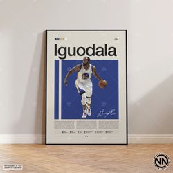 Andre Iguodala Poster, Golden State Warriors, NBA Poster, Sports Poster, Mid Century Modern, Basketball Gift, Sports Bed