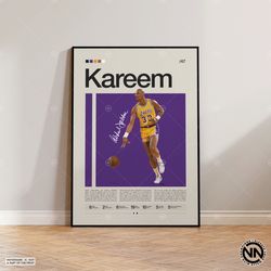 Kareem Abdul-Jabbar Poster, LA Lakers, NBA Poster, Sports Poster, Mid Century Modern, NBA Fans, Basketball Gift, Sports