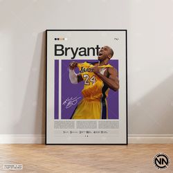 Kobe Bryant Poster, LA Lakers Poster, NBA Poster, Sports Poster, Mid Century Modern, NBA Fans, Basketball Gift, Sports B