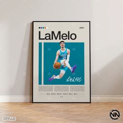 LaMelo Ball Poster, Charlotte Hornets, NBA Poster, Sports Poster, Mid Century Modern, NBA Fans, Basketball Gift, Sports