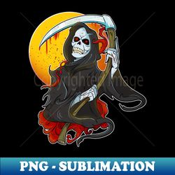 Undead Skeleton Zombie Reaper Skull - PNG Transparent Sublimation Design - Perfect for Creative Projects
