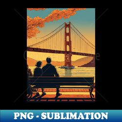 Golden Gate Serenity A Tintin-Inspired Masterpiece - Exclusive PNG Sublimation Download - Boost Your Success with this Inspirational PNG Download