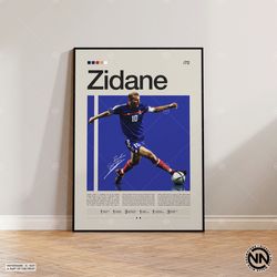 Zinedine Zidane Poster, French Footballer, Soccer Gifts, Sports Poster, Football Player Poster, Soccer Wall Art, Sports