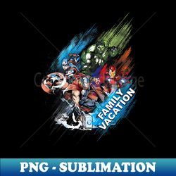 Marvel Avengers Family Vacation Trip Travel Sketch Art - Vintage Sublimation PNG Download - Transform Your Sublimation Creations